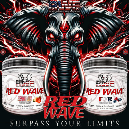 Red Wave Pre Workout Powder With Creatine, Perfect For Men And Women, American Made Nootropic Energy Drink, Stim, Pump, Strength, Citrulline, Beet Root, 300mg Caffeine, 540 Grams (Elephant Juice)