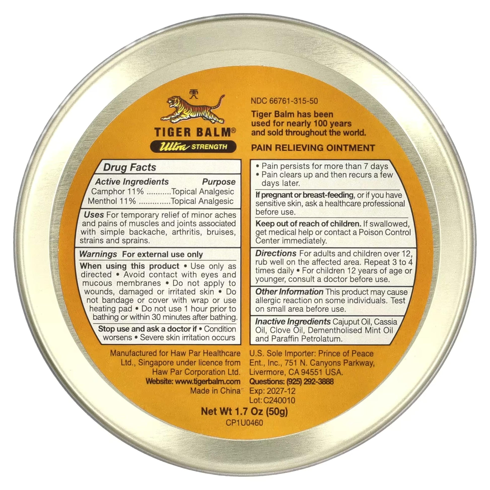 Tiger Balm Sport Rub Pain Relieving Ointment, Ultra Strength 1.70 oz (Pack of 5) Tiger BalmBuy Supplements Australia