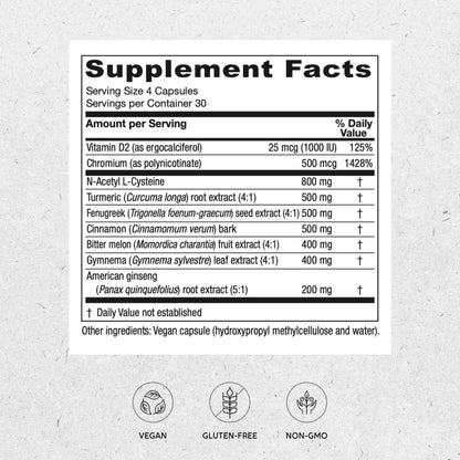 Vitanica Metabolic Manager - Herbal Supplement to Support Healthy Metabolic Response - Dietary Supplement with Vitamin D - Vegan Antioxidant Supplement - 120 Capsules VitanicaBuy Supplements Australia