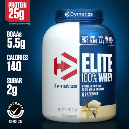 Dymatize Elite 100% Whey Protein Powder, 25g Protein, 5.5g BCAAs & 2.7g L-Leucine DymatizeBuy Supplements Australia