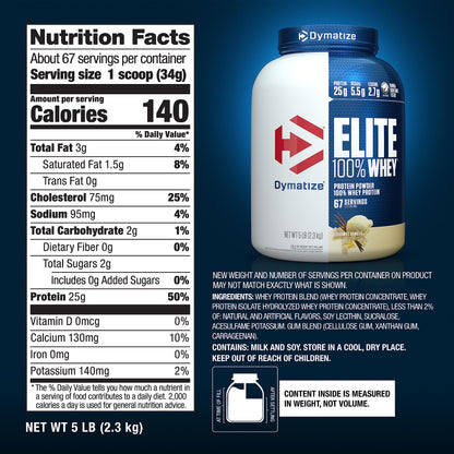 Dymatize Elite 100% Whey Protein Powder, 25g Protein, 5.5g BCAAs & 2.7g L-Leucine DymatizeBuy Supplements Australia