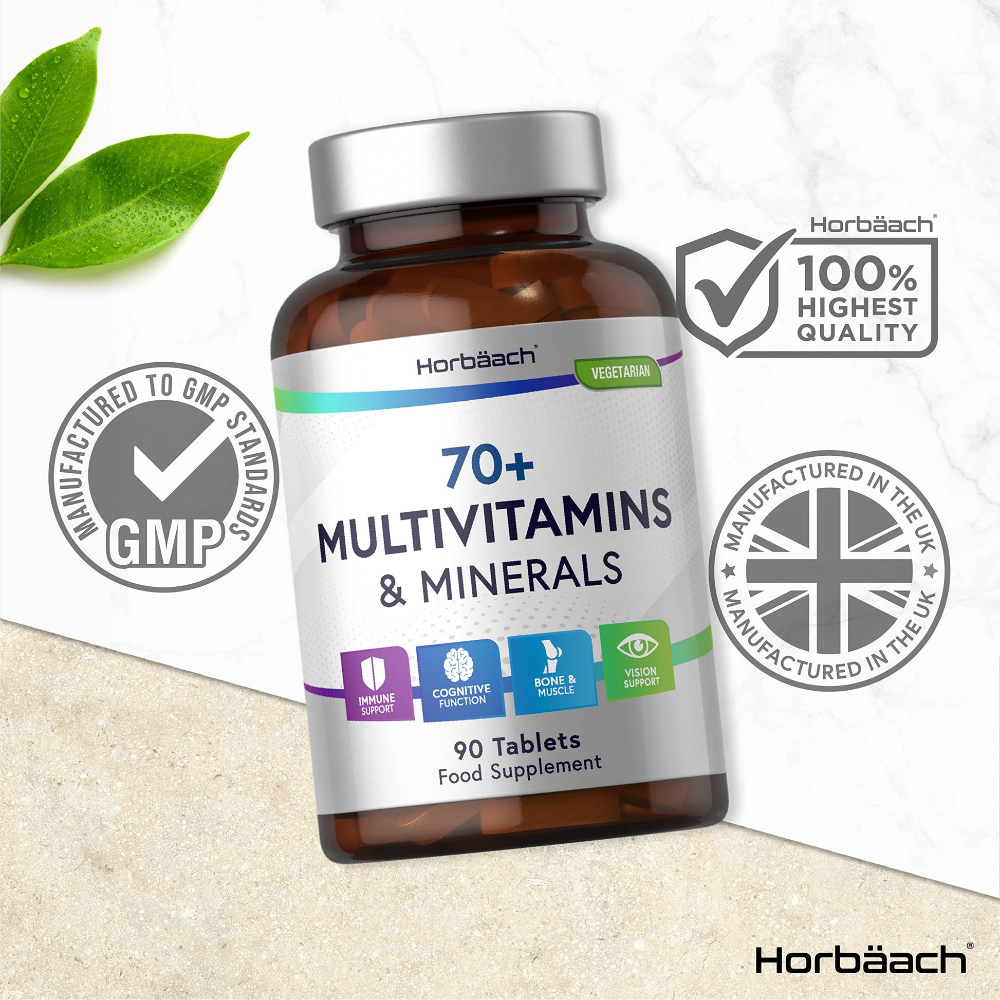Multivitamin 70 Plus Tablets | 90 Count | with Essential Vitamins and Minerals | for Men and HorbäachBuy Supplements Australia