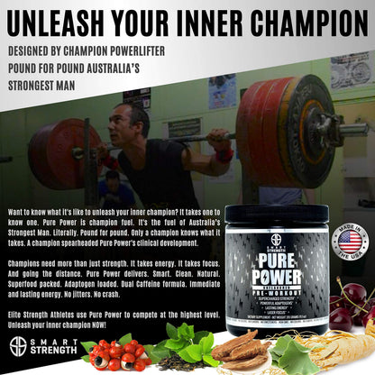 Pre Workout, Best All Natural PreWorkout Supplement. Pure Power, Healthy Pump, Clean, Keto Vegan, Paleo, No Sugar Pre Work Out Powder for Men & Women, Strength & Energy - 315g Unflavored
