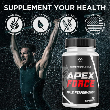 Apex Force Capsules, Official ApexForce Supplement Pills with All Natural Ingredients, Apex Force Maximum Strength Support with Premium Vitamins for Advanced Health & Overall Wellness (60 Capsules) MJOBuy Supplements Australia