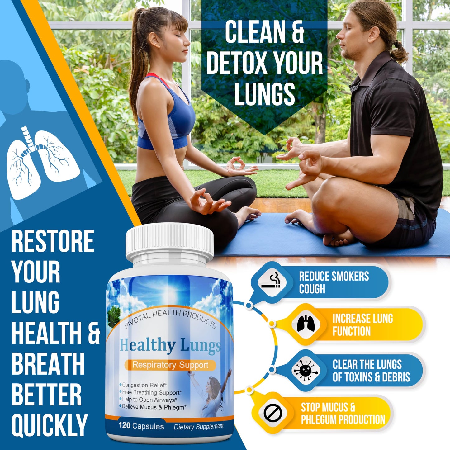 Healthy Lungs 120 Capsules - Improve Lung Function, Breathe Better, Stop Mucus, Phlegm and Allergies Quickly. Get Relief Fast with Healthy Lungs an All Natural Lung Health Supplement Serrasolv 360Buy Supplements Australia