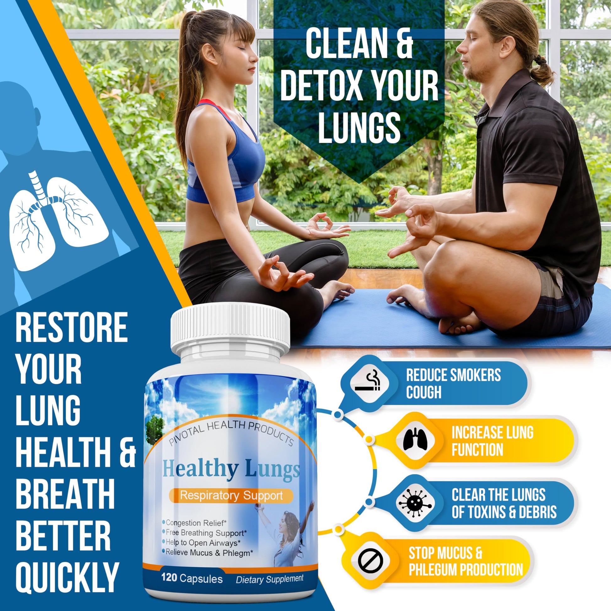 Healthy Lungs 120 Capsules - Improve Lung Function, Breathe Better, Stop Mucus, Phlegm and Allergies Quickly. Get Relief Fast with Healthy Lungs an All Natural Lung Health Supplement Serrasolv 360Buy Supplements Australia