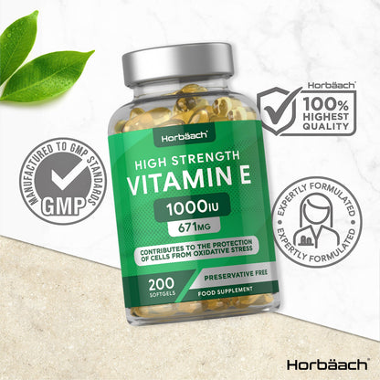 Vitamin E Capsules 1000iu | 200 Count | High Strength Vitamin E as DL-Alpha Tocopheryl HorbäachBuy Supplements Australia
