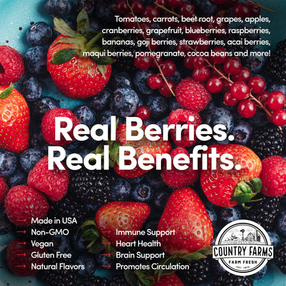 COUNTRY FARMS Super Reds, Energizing Polyphenol Superfood, 48 Super Fruits and Berries, Powerful Antioxidants and Polyphenols, Supports Energy, 20 Servings, Mixed Berry Flavor Country FarmsBuy Supplements Australia