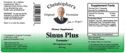 Christopher's Original Formulas Sinus Plus, Sinus Support Capsules, Whole Herb Synergistic Blend, 100 Count Christopher's Original FormulasBuy Supplements Australia