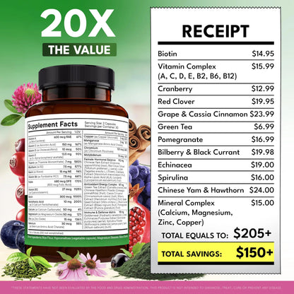 NEW AGE Multivitamin for Women - B-Complex, Whole Foods, Hair Support, Iron - All in1 Womens Multivitamin NEW AGE