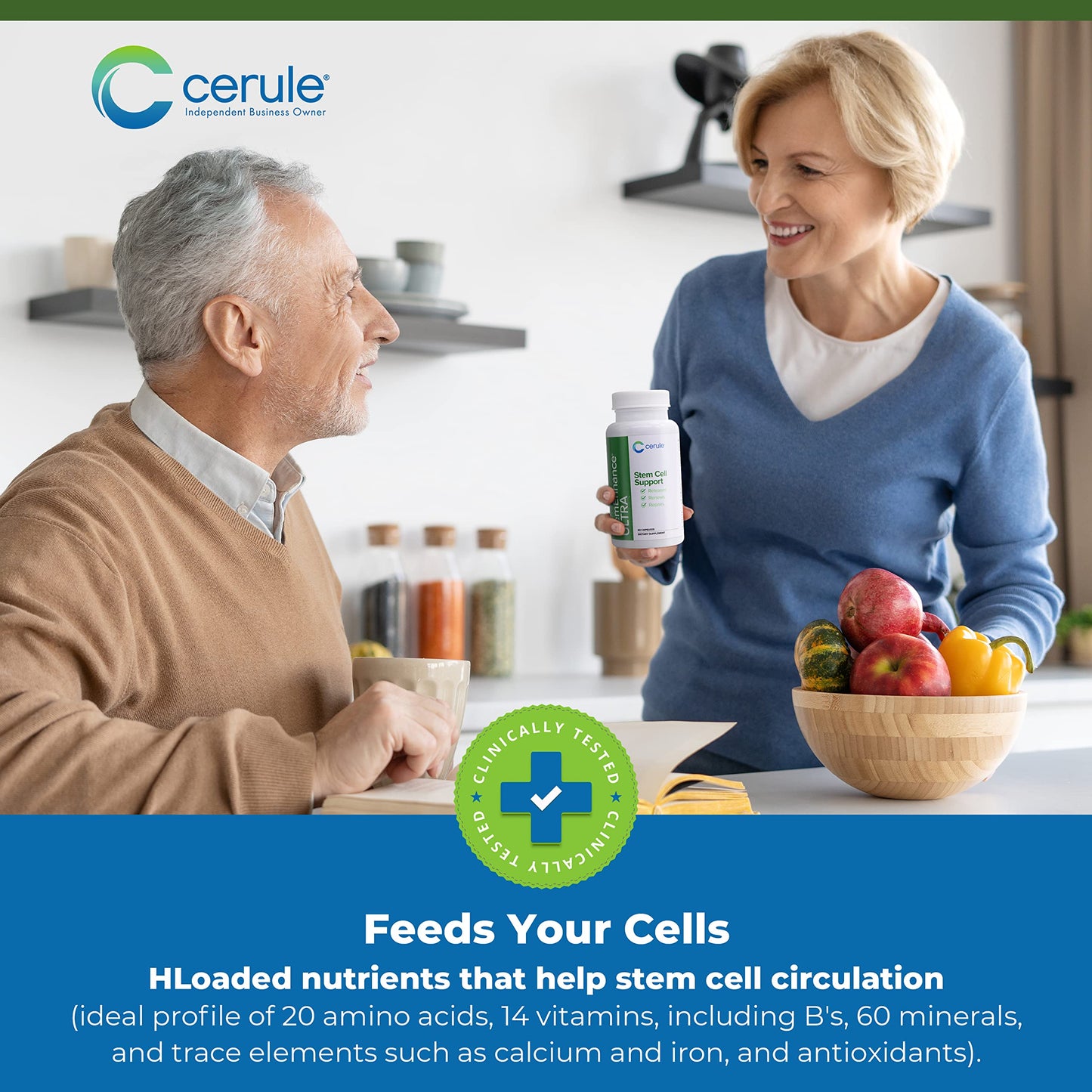 Cerule StemEnhance Ultra Natural Stem Cell Support Supplement – Freshwater Microalgae and Marine Macroalgae Extracts for Cellular Renewal, Immune Function, Energy, and Tissue Recovery – 60 Capsules CeruleBuy Supplements Australia