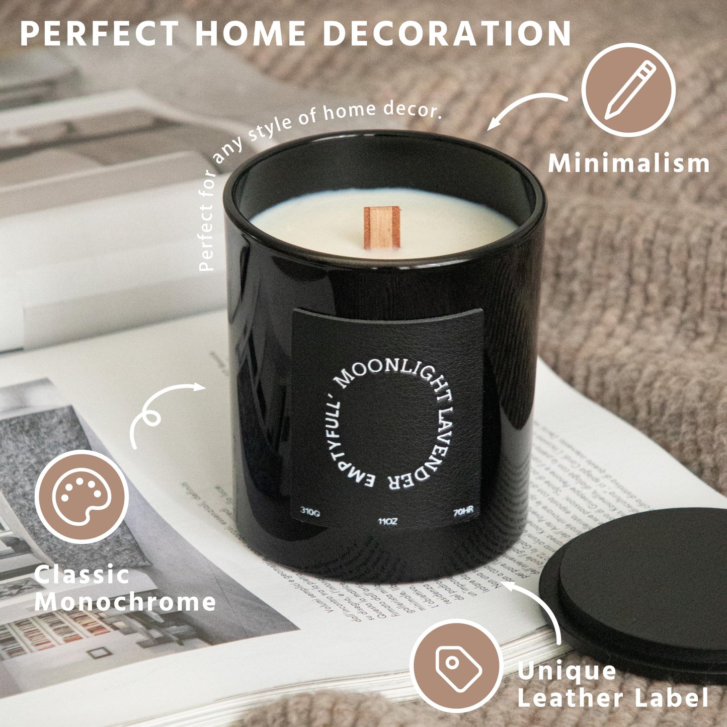 EMPTYFULL Lavender Scented Candles, Wood Wick, 11 oz Large Candle, Natural Soy Candles EmptyfullBuy Supplements Australia
