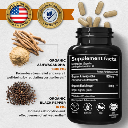 VitaUp Organic Ashwagandha Capsules 1310 mg - USA Made Ashwagandha Supplements VitaUpBuy Supplements Australia