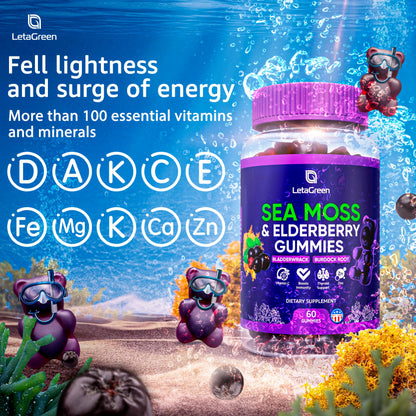 LetaGreen Irish Sea Moss Gummies - 60 Vegan Seamoss Gummies Bears LetaGreenBuy Supplements Australia