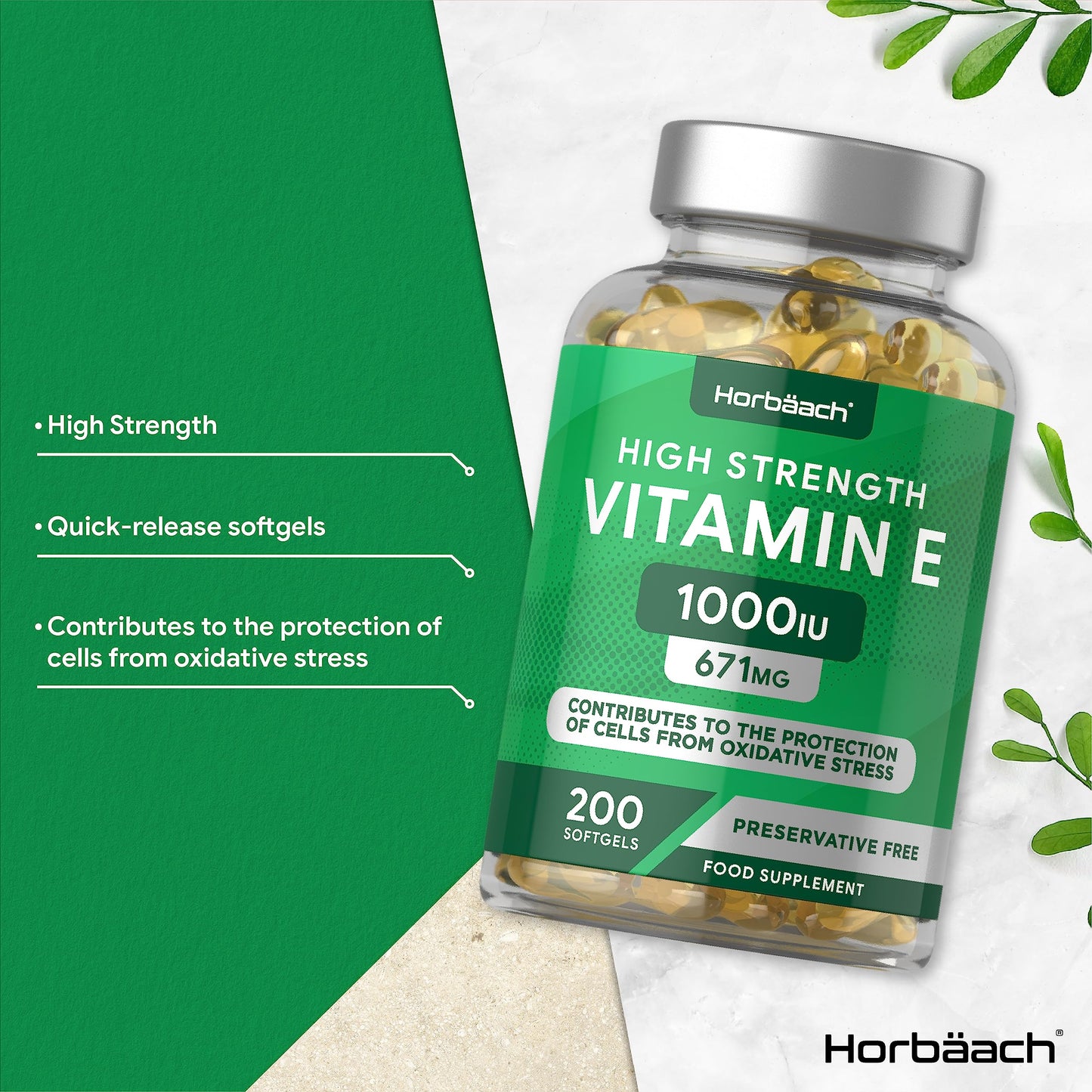 Vitamin E Capsules 1000iu | 200 Count | High Strength Vitamin E as DL-Alpha Tocopheryl HorbäachBuy Supplements Australia