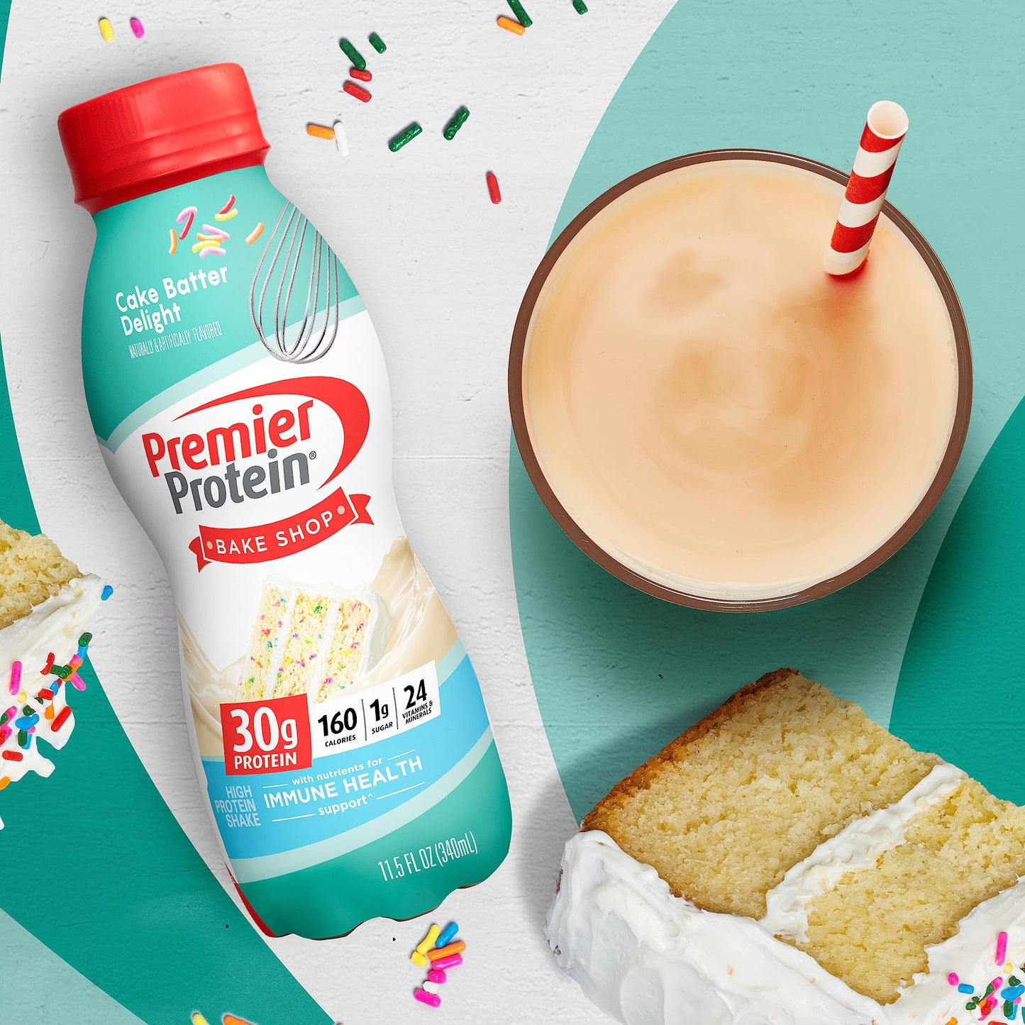 Premier Protein Shake, Cake Batter, 30g Protein, 1g Sugar, 24 Vitamins & Minerals Premier ProteinBuy Supplements Australia