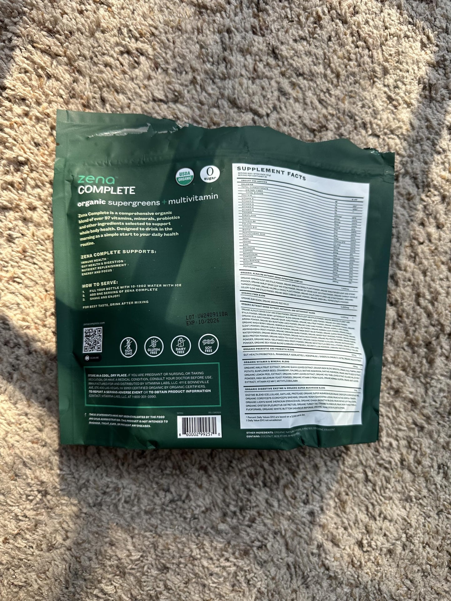 Zena Complete Organic Super Greens Powder & Multivitamin, 90+ Supergreens, Fruits, Veggies, Pre & Probiotics, Watermelon Citrus Flavor Zena NutritionBuy Supplements Australia