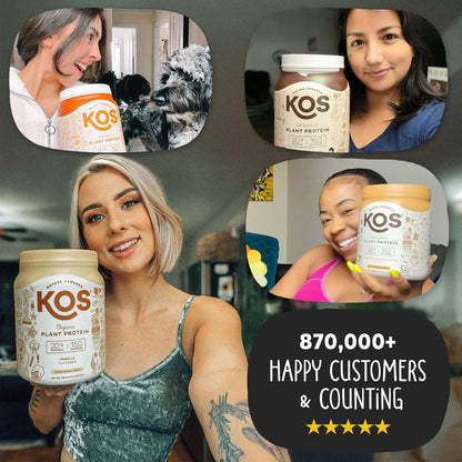 KOS Vegan Protein Powder Erythritol Free, Vanilla USDA Organic - Pea Protein Blend, Plant Based Superfood Rich in Vitamins & Minerals - Keto, Dairy Free - Meal Replacement for Women & Men, 28 Servings