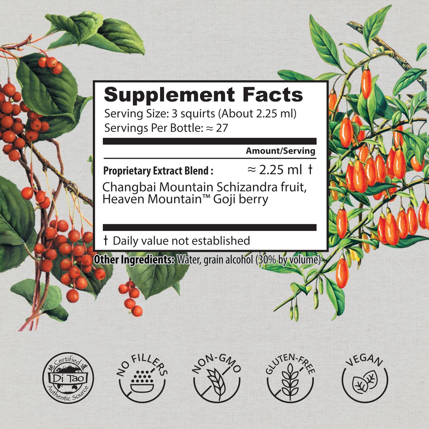 Dragon Herbs Goji Berry & Schizandra Drops • Triple Extractions • for Eye, Skin, Lung & Healthy Aging Support, Beauty Tonic • Super Potency • Fast Acting • 2 fl oz, 60 mL • Tincture Supplement Dragon HerbsBuy Supplements Australia