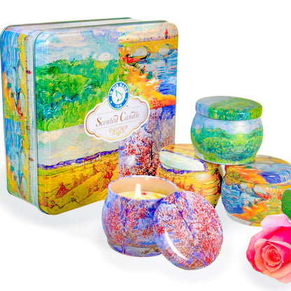 Scented Candles Gift for Women, 4 Pack, Reusable Tin Box, Luxury Candles for Home