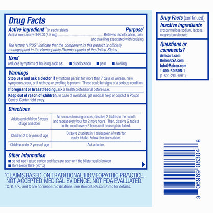 Boiron Arnicare Bruise for Relief of Pain or Swelling from Injuries, and Discoloration of Bruises - 60 Tablets BoironBuy Supplements Australia
