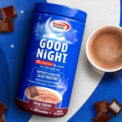 Premier Protein Good Night Protein Powder, Hot Cocoa Mix, 10g Protein, 0g Sugar Premier ProteinBuy Supplements Australia