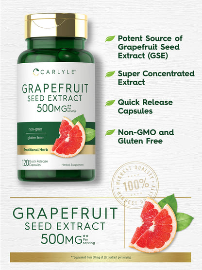 Carlyle Grapefruit Seed Extract | 500 mg 120 Capsules | Maximum Strength | Non-GMO CarlyleBuy Supplements Australia
