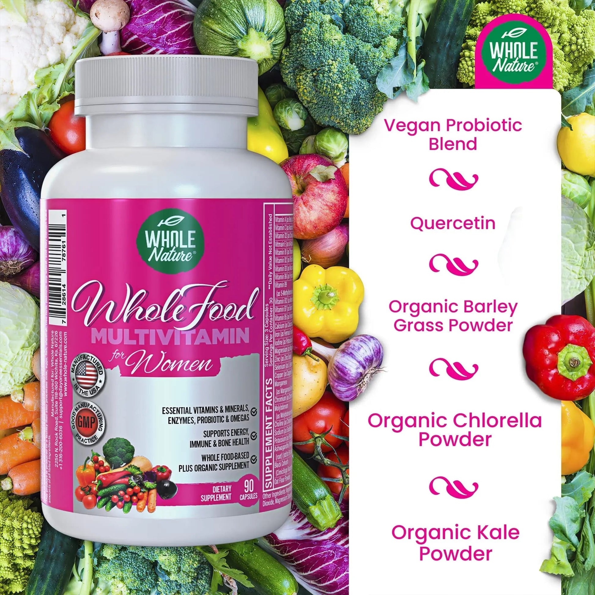 Whole Nature Whole Food Multivitamin for Women Womens Multi Vitamin with Folate, B12 Methyl, Vitamins, Minerals, Probiotics and Omegas Whole NatureBuy Supplements Australia