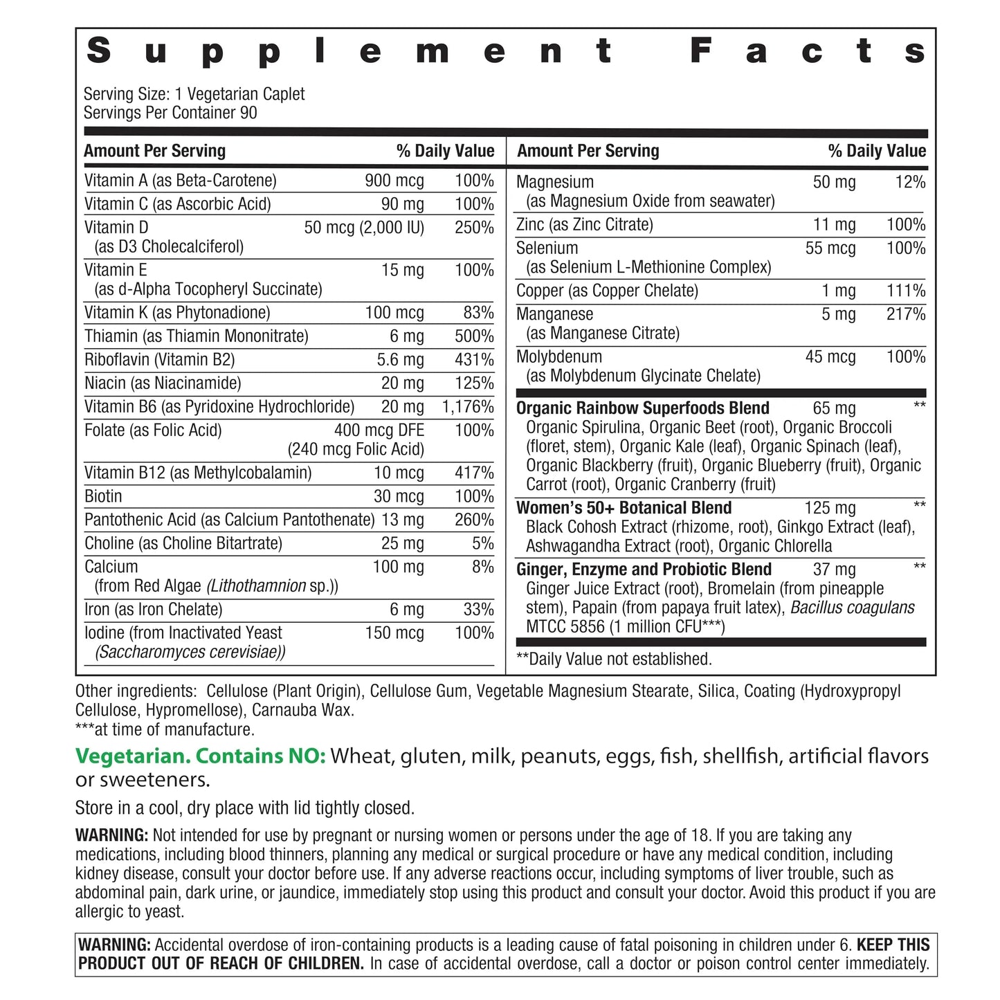 Rainbow Light Womens One + Multivitamin 50 Plus | 90 Caplets | Supports Menopause | Real Food Nutrients, Digestive Enzymes & Probiotics Rainbow LightBuy Supplements Australia