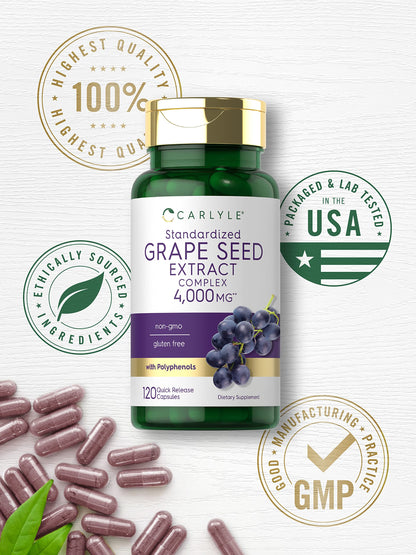 Carlyle Grape Seed Extract 4,000mg | 120 Quick Release Capsules | Standardized Extract CarlyleBuy Supplements Australia