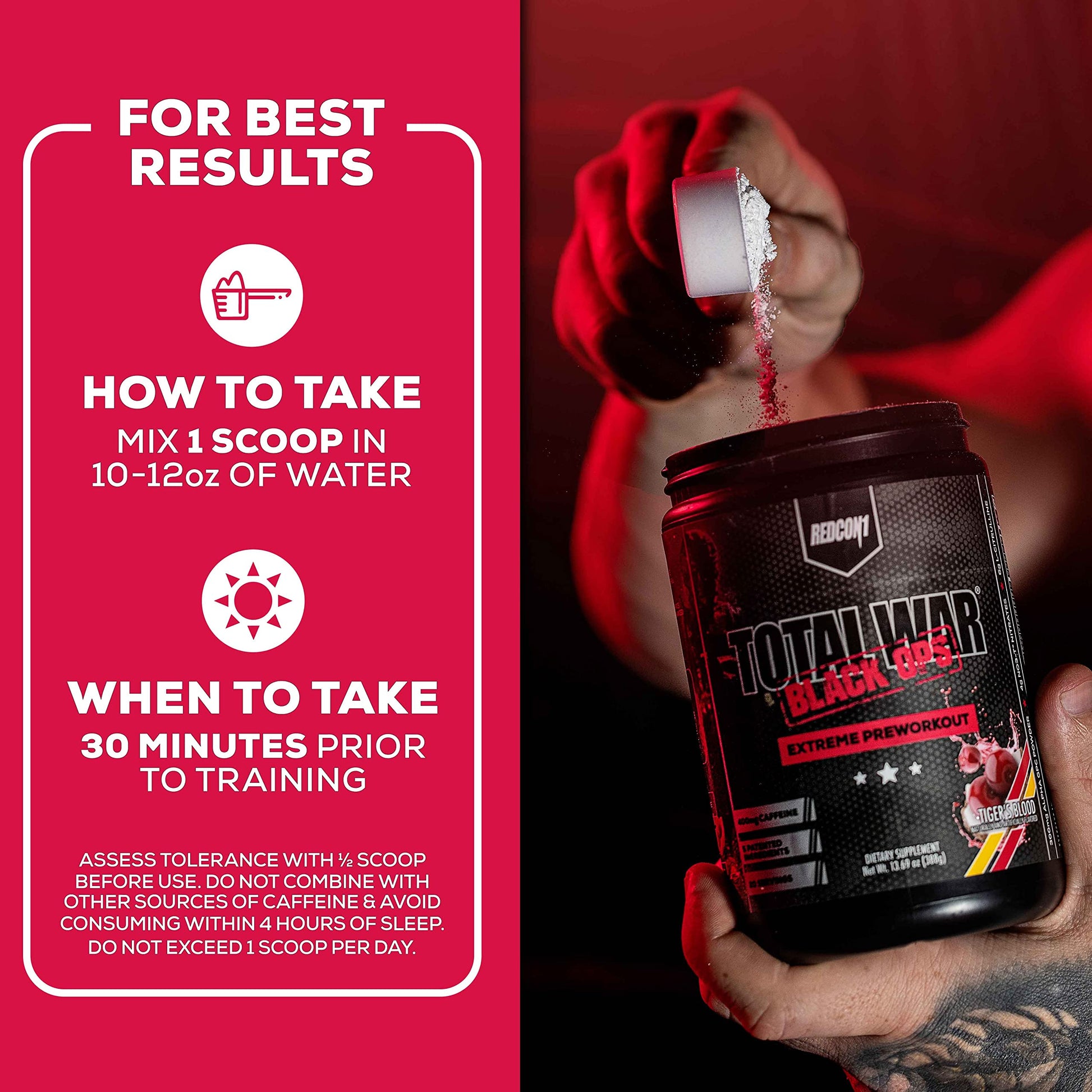 REDCON1 Total War Black Ops Extreme Preworkout Powder, Tigers Blood, High Stimulant REDCON1Buy Supplements Australia