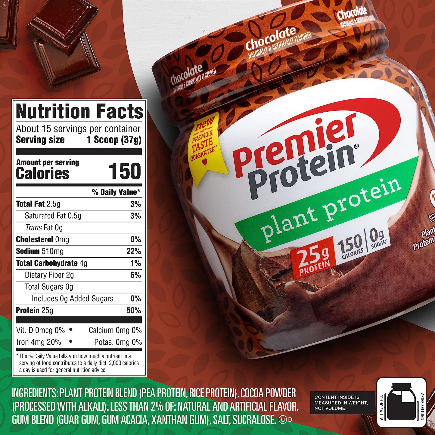 Premier Protein Powder Plant Protein, Chocolate, 25g Plant-Based Protein, 0g Sugar Premier ProteinBuy Supplements Australia