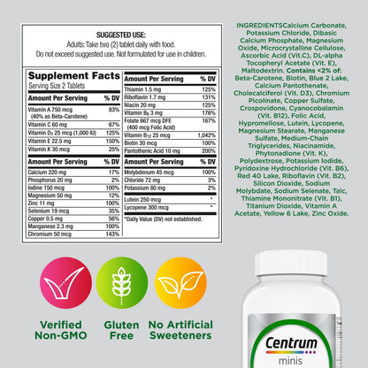 Centrum Minis Silver Multivitamin for Adults 50 Plus, Multimineral Supplement, Vitamin D3, B-Vitamins, Gluten Free, Non-GMO Ingredients CentrumBuy Supplements Australia