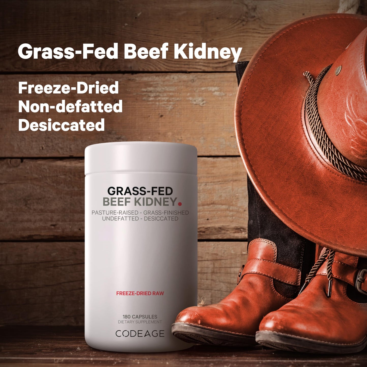 Codeage Grass Fed Beef Kidney Supplement - Freeze Dried, Non-Defatted, Desiccated Glandulars Nutrition Bovine Pills – Pasture Raised Beef Vitamins - Non-GMO -180 Capsules CodeageBuy Supplements Australia
