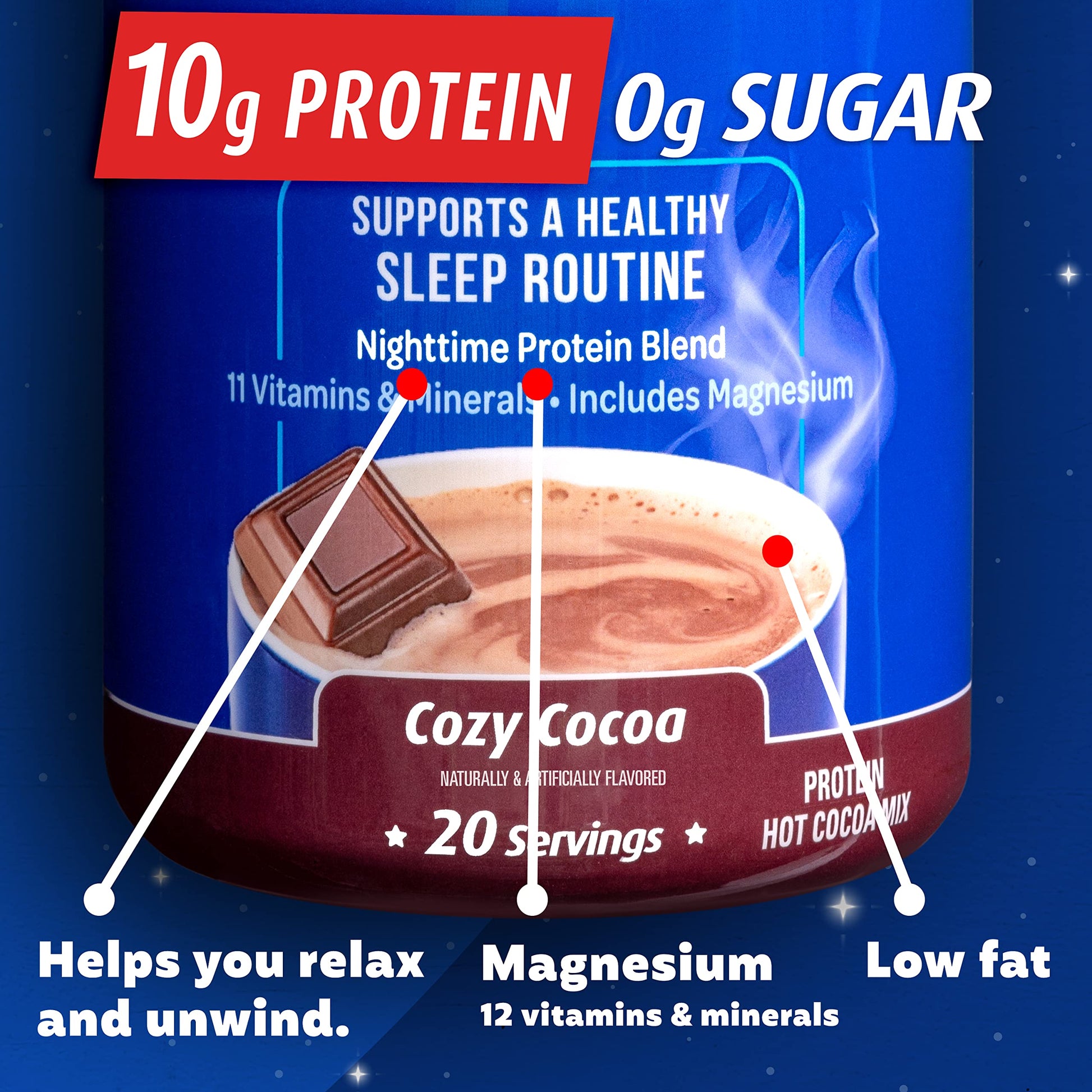 Premier Protein Good Night Protein Powder, Hot Cocoa Mix, 10g Protein, 0g Sugar Premier ProteinBuy Supplements Australia