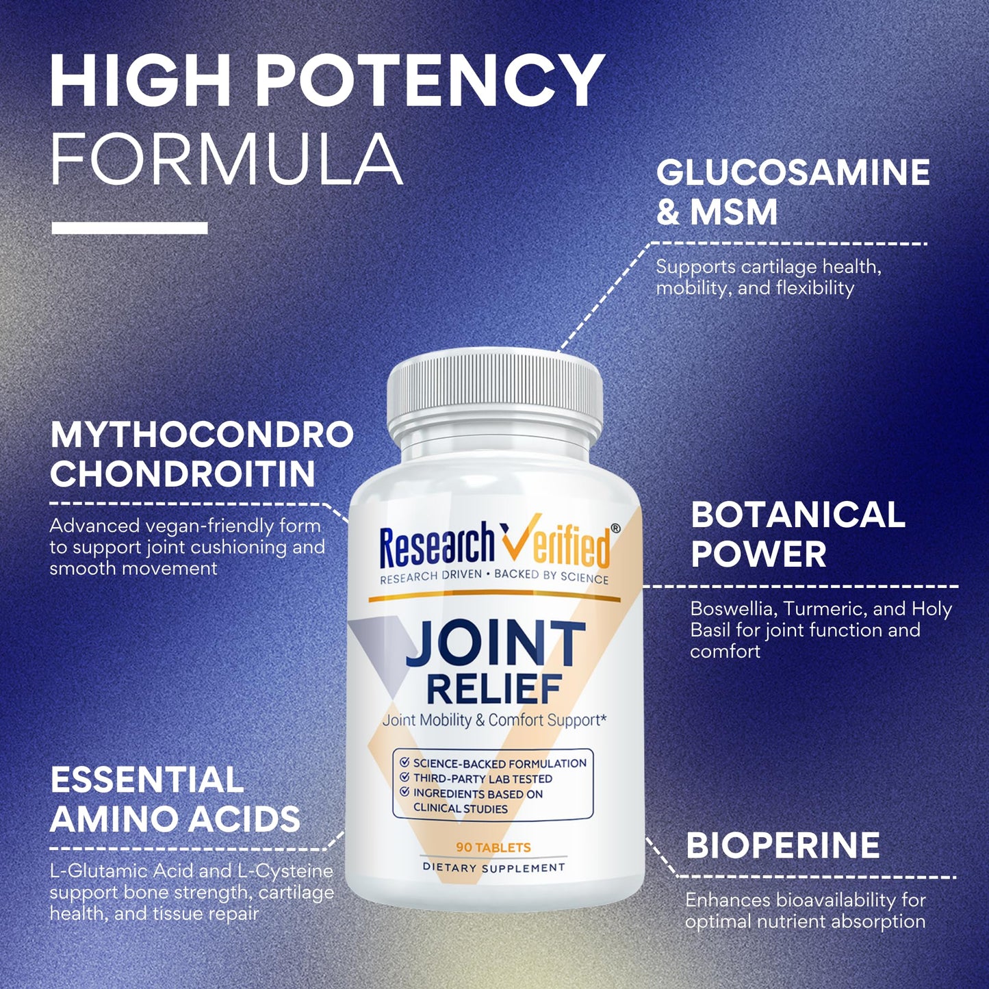 Research Verified Joint Support - Glucosamine, MSM, Turmeric, Boswellia, BioPerine - Vegan - 90 Capsules - 1 Month Supply Research VerifiedBuy Supplements Australia