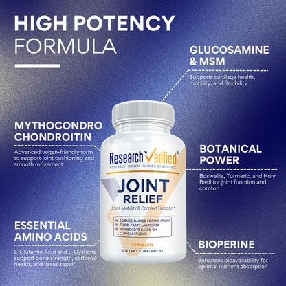 Research Verified Joint Support - Glucosamine, MSM, Turmeric, Boswellia, BioPerine - Vegan - 270 Capsules - 3 Month Supply Research VerifiedBuy Supplements Australia