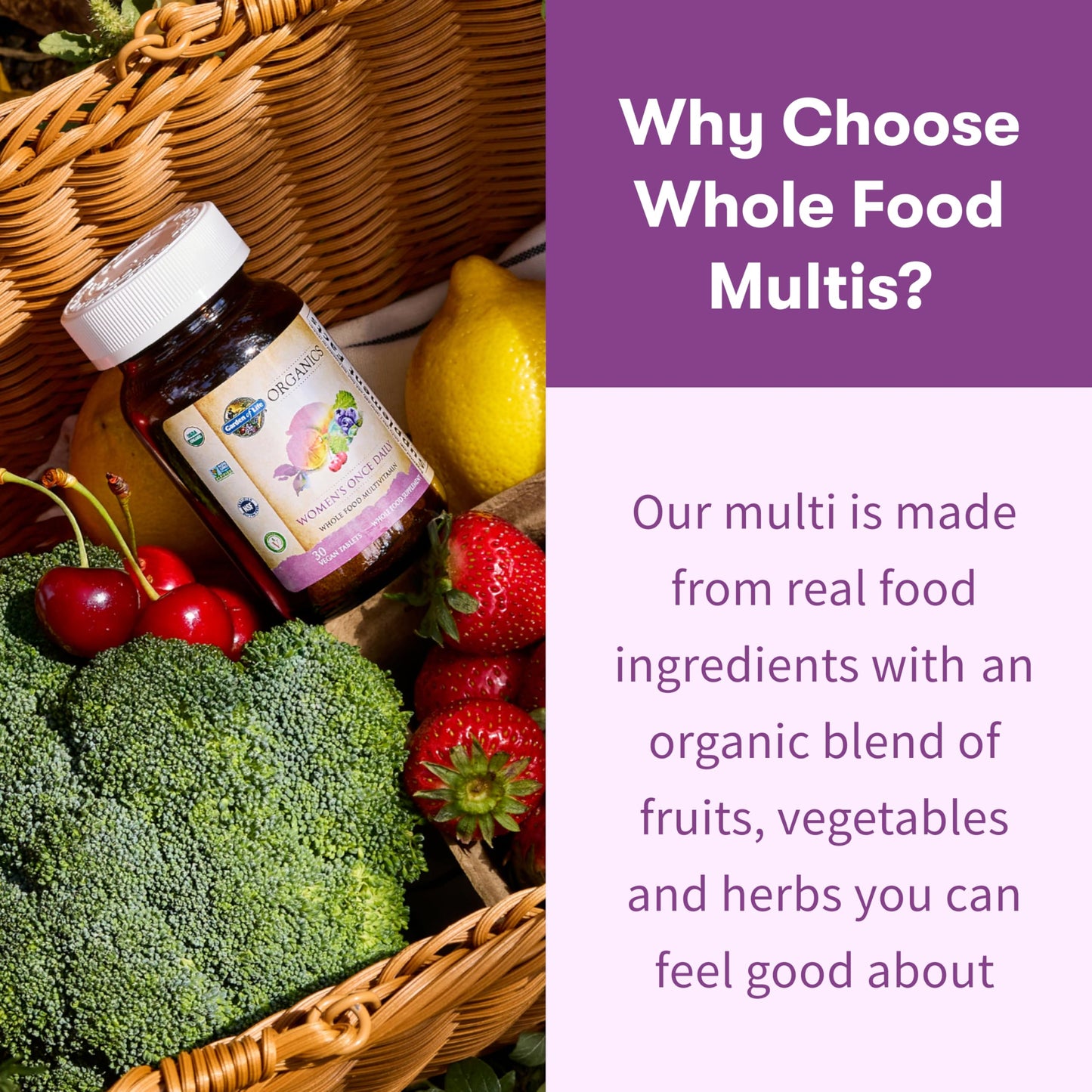 Garden of Life Organics Multivitamin for Women - Women's Once Daily Multi - Whole Food Multi with Iron, Biotin, Vegan Organic Womens Multivitamin for Health