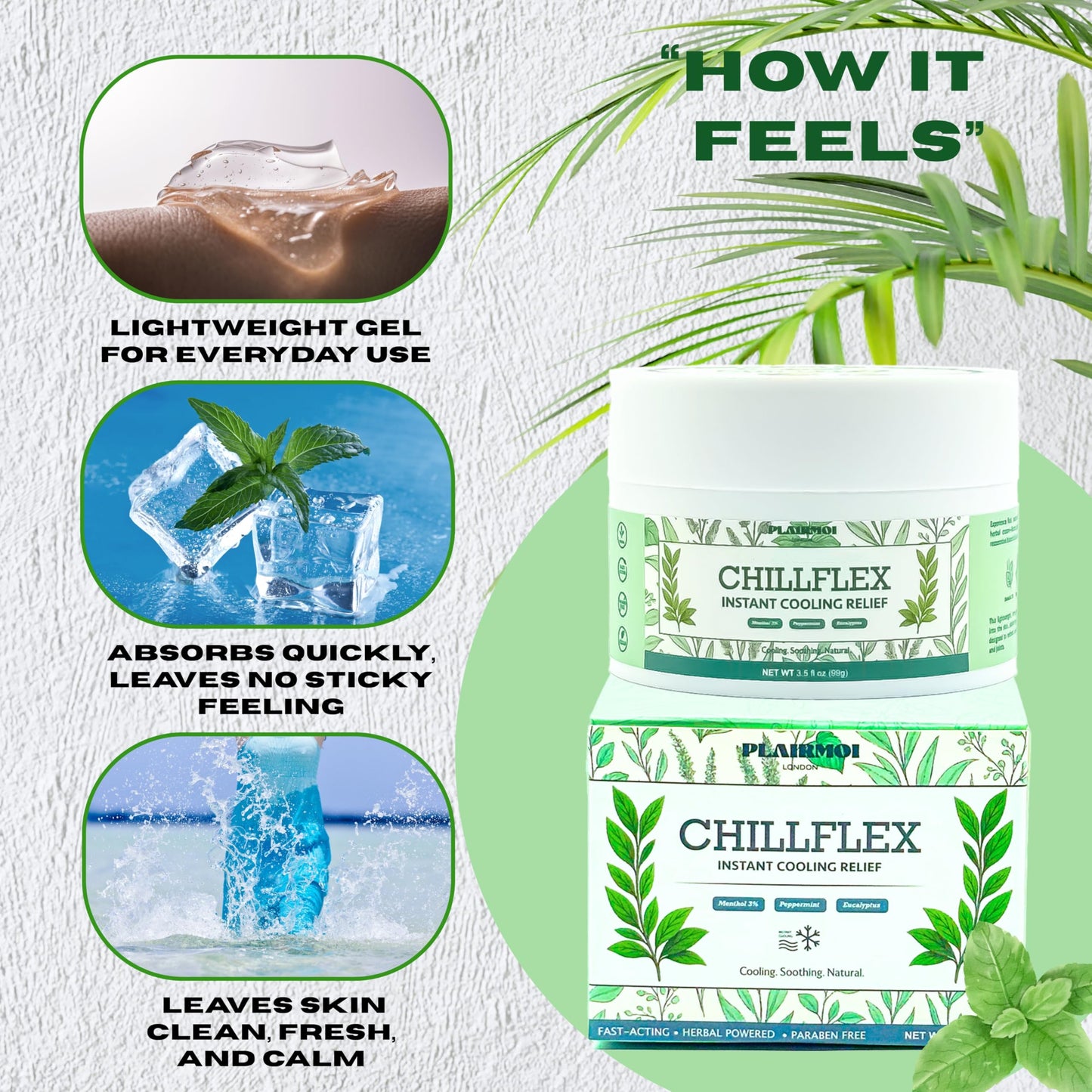 PLAIRMOI CHILLFLEX Pain Relief Gel for Muscle Aches, Joint Pain, Discomfort & Inflammation – Fast Acting, Cooling, Non-Greasy with 3% Menthol & Eucalyptus – 3.5 oz, 1-Pack PLAIRMOIBuy Supplements Australia