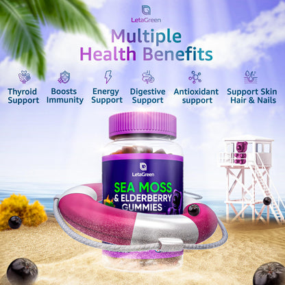 LetaGreen Irish Sea Moss Gummies - 60 Vegan Seamoss Gummies Bears LetaGreenBuy Supplements Australia
