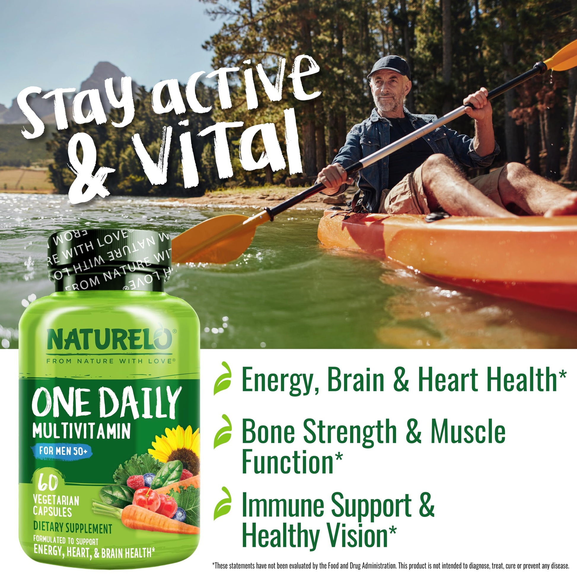 NATURELO Mens Multivitamins for Men 50+ - One Daily Multivitamin for Men with Vitamins, Minerals & Organic Whole Foods NATURELOBuy Supplements Australia