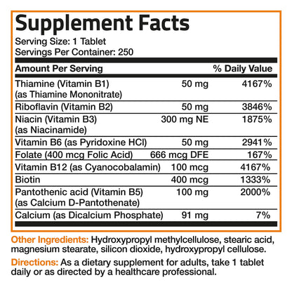 Bronson Super B Vitamin B Complex Sustained Slow Release Vitamin B1, B2, B3, B6, B9 BronsonBuy Supplements Australia