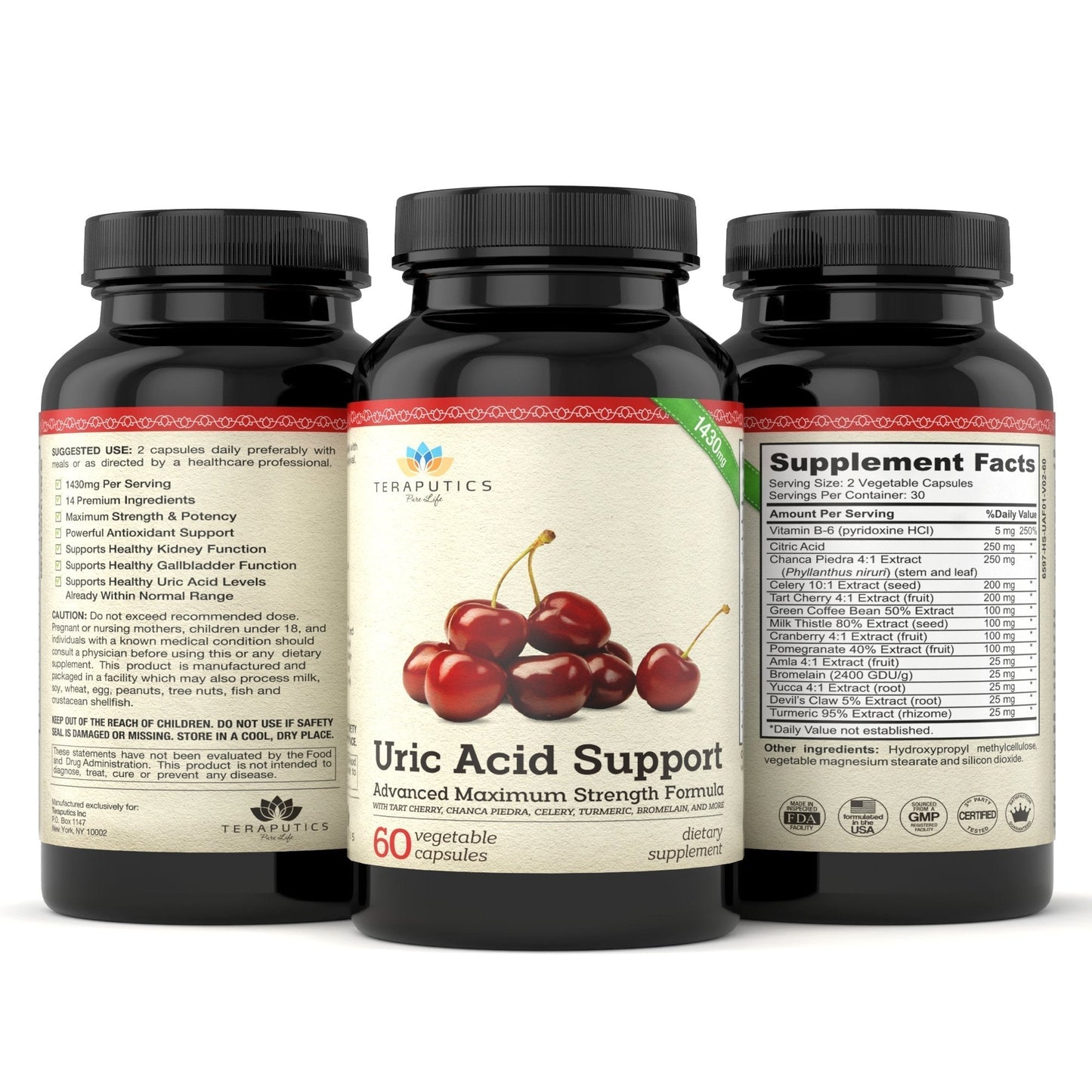 Uric Acid Support Formula | Advanced Uric Acid Cleanse & Kidney Support Supplement - Includes Tart Cherry Concentrate, Celery Seed Extract + 12 More High Potency Ingredients, 60 Veggie Capsules TeraputicsBuy Supplements Australia