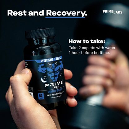 Prime Labs Night Duty - Nighttime Testosterone Booster & Sleep Support - PM Rest & Muscle Recovery Supplements - 60 Count Prime LabsBuy Supplements Australia