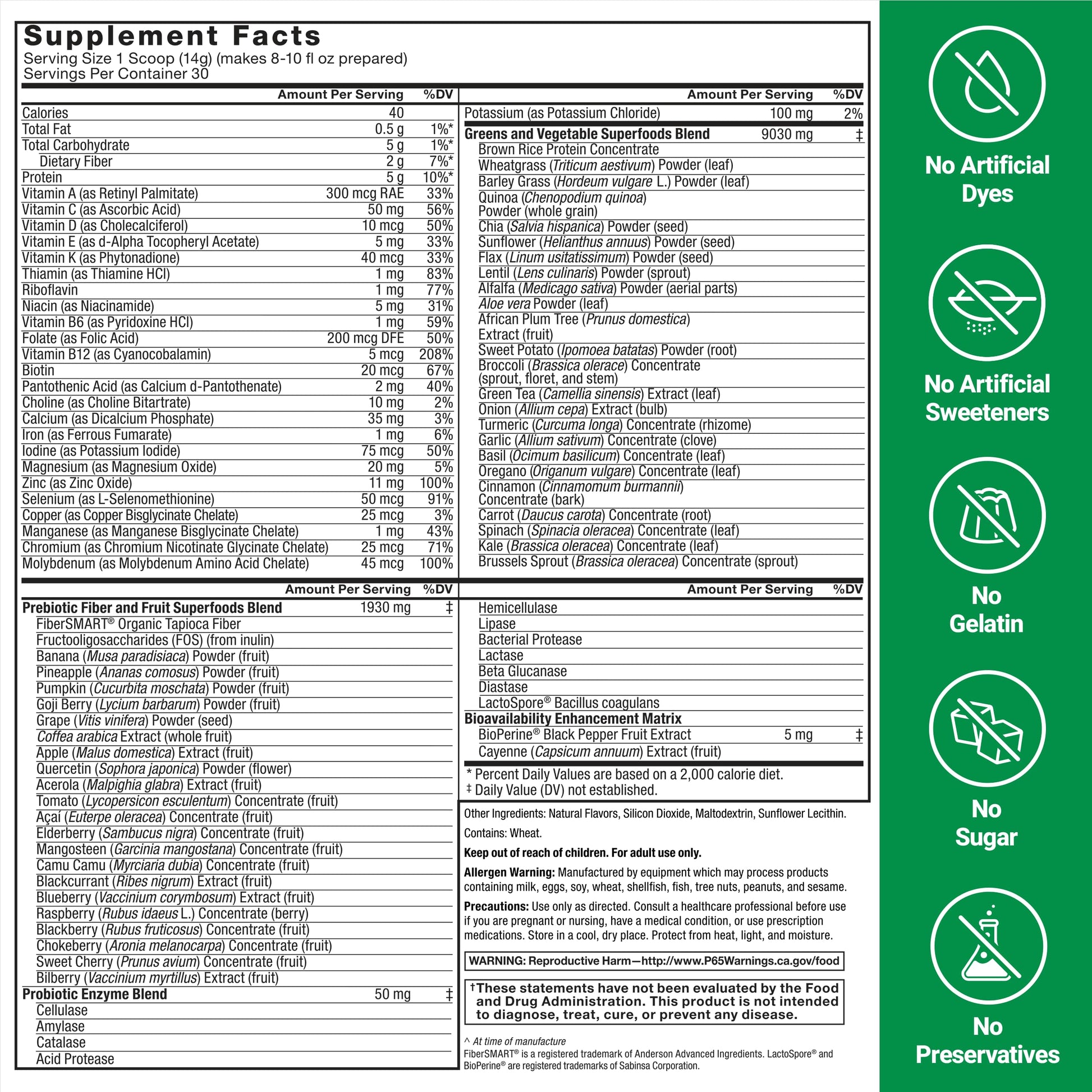 Force Factor Smarter Greens Superfoods Powder, 2-Pack, Supports Digestion and Bloating, Immunity, and Energy, Greens Powder with Probiotics, Digestive Enzymes, Antioxidants, and Fiber, 60 Servings Force FactorBuy Supplements Australia
