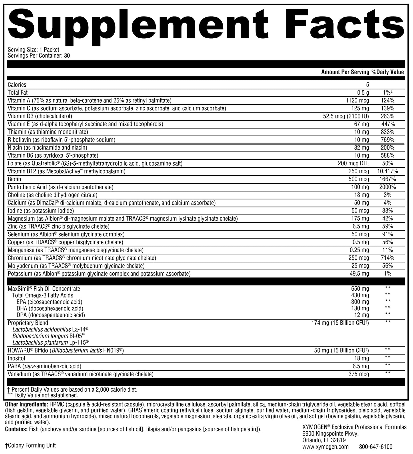 XYMOGEN Foundation Essentials - Daily Supplement Packets for Overall Health - Fish Oil, Magnesium & Probiotics - Travel-Friendly - Gluten-Free & Non-GMO - 30 Packets XYMOGENBuy Supplements Australia