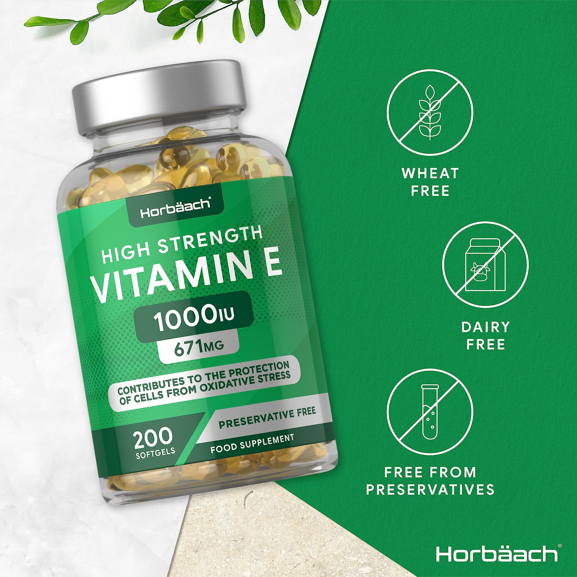 Vitamin E Capsules 1000iu | 200 Count | High Strength Vitamin E as DL-Alpha Tocopheryl HorbäachBuy Supplements Australia