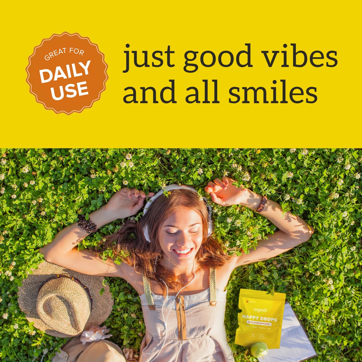 Organifi Happy Drops - Daily Superfood Happy Gummies for Adults - Mood Support Supplement for Balance, Bliss, Energy and Taking the Edge Off - Sweet Lemon Flavor - 60 Gummies OrganifiBuy Supplements Australia