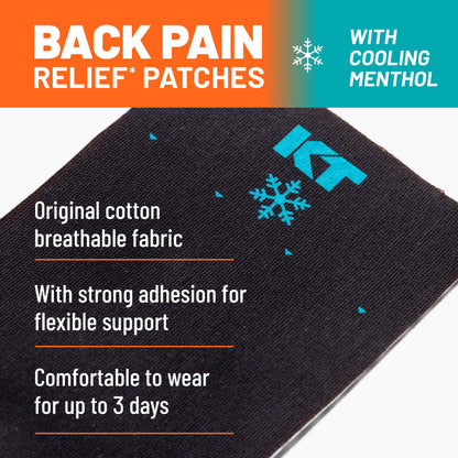 KT Tape, Back Pain Relief Patches, Extra Large 4"x10", Menthol Infused Kinesiology Tape, Cooling Pain Therapy, Everyday Long-Lasting Relief, 4 Count KT TapeBuy Supplements Australia