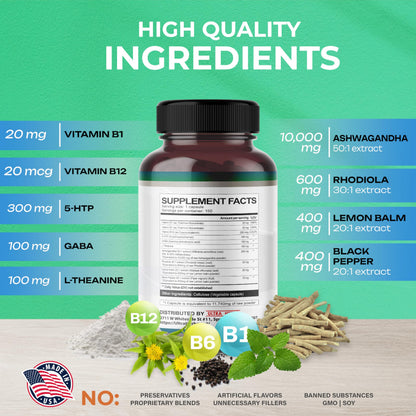 5-HTP Supplement 11,740mg 10 in 1 with GABA, L-Theanine, Ashwagandha, Rhodiola ULTRA HERBSBuy Supplements Australia